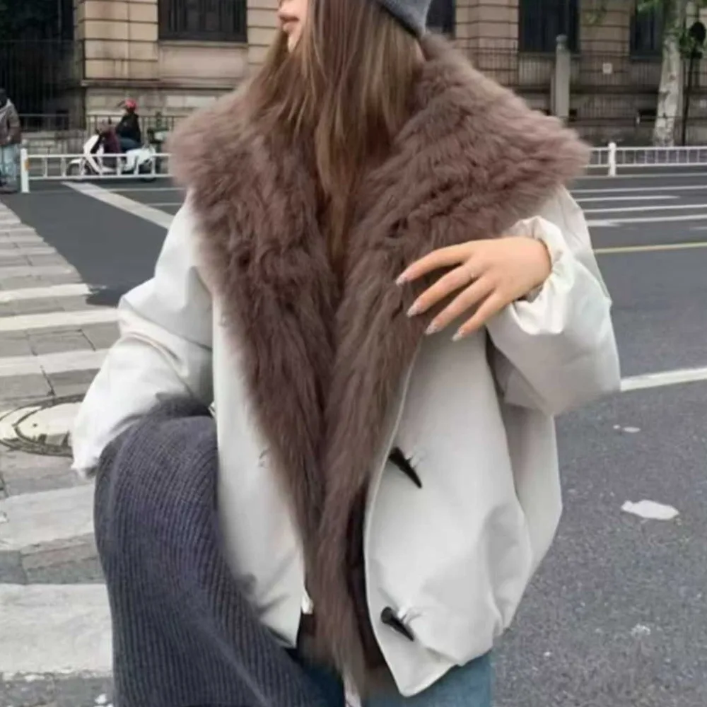 

Casual Jacket with Fur Women's Down Coats and Parkas Lightweight Padded Jackets Outerwear Fox Fur Coats for Woman Real Fur Coat