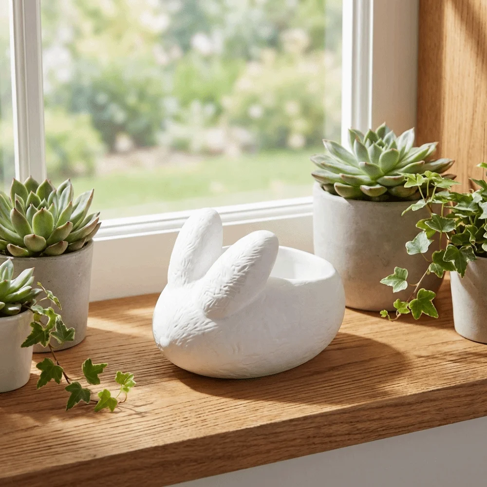 Creative Plastic Rabbit Candle Holders Classic Abstract Design Scented Candle Stand Cartoon Cute Candlestick Home Decor