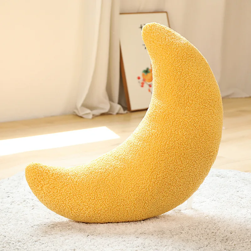 INS Popular Plush Yellow Moon Ball Shape Cushion Stuffed Donut Twist Bar Throw Pillow Home Decoration Room Pillow Birthday Gift