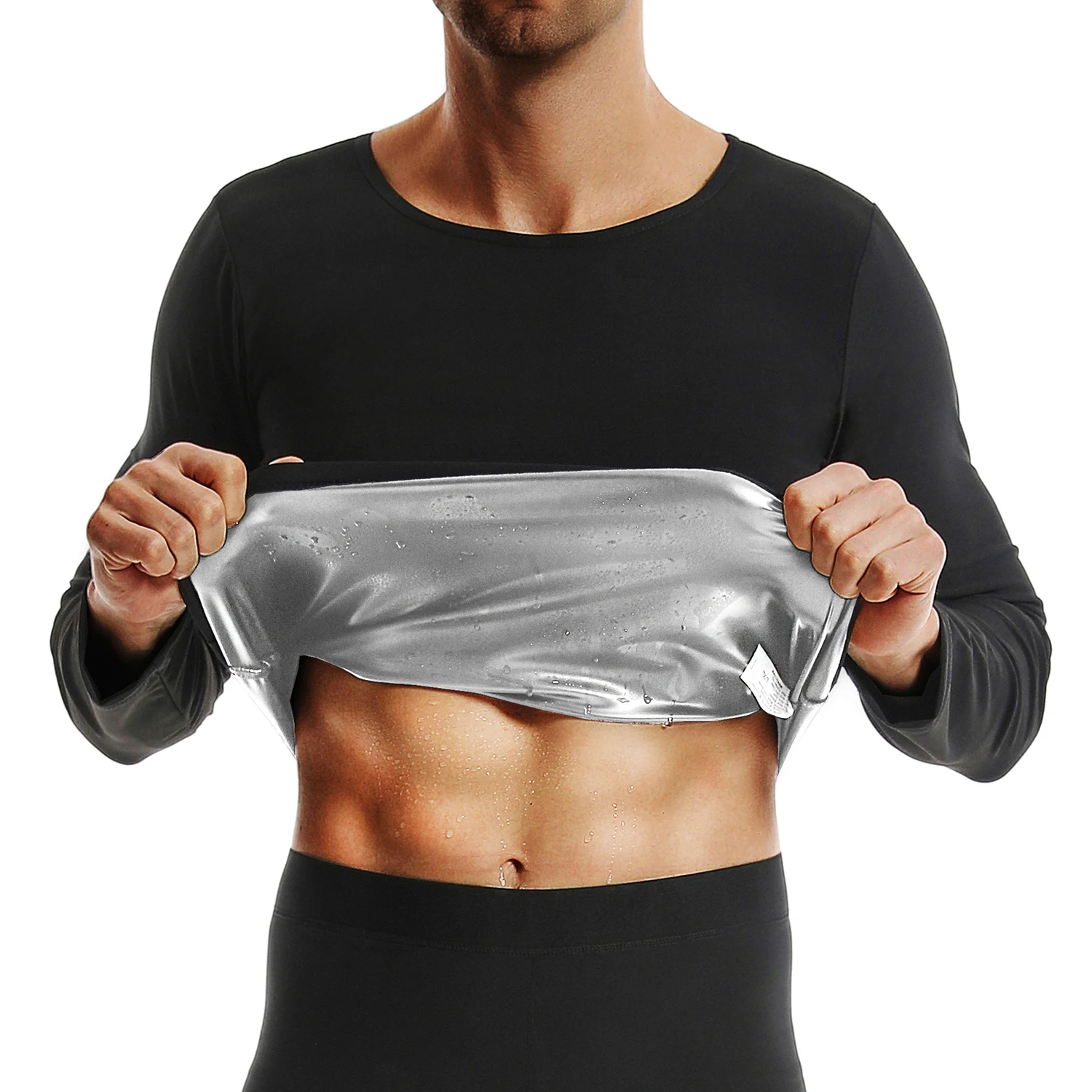 1 PC ซาวน่าเสื้อสําหรับชายแขนยาวสําหรับเหงื่อ Body Shaper TOP เสื้อยืด Body Shaper เสื้อสําหรับออกกําลังกายกีฬาการออกกําลังกาย