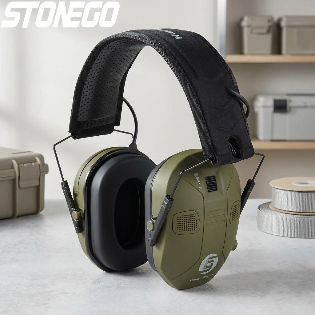 折りたたみ式戦術用イヤーマフ-360度音声増幅-ノイズキャンセリング-聴覚保護-4マイク安全アクセサリー
