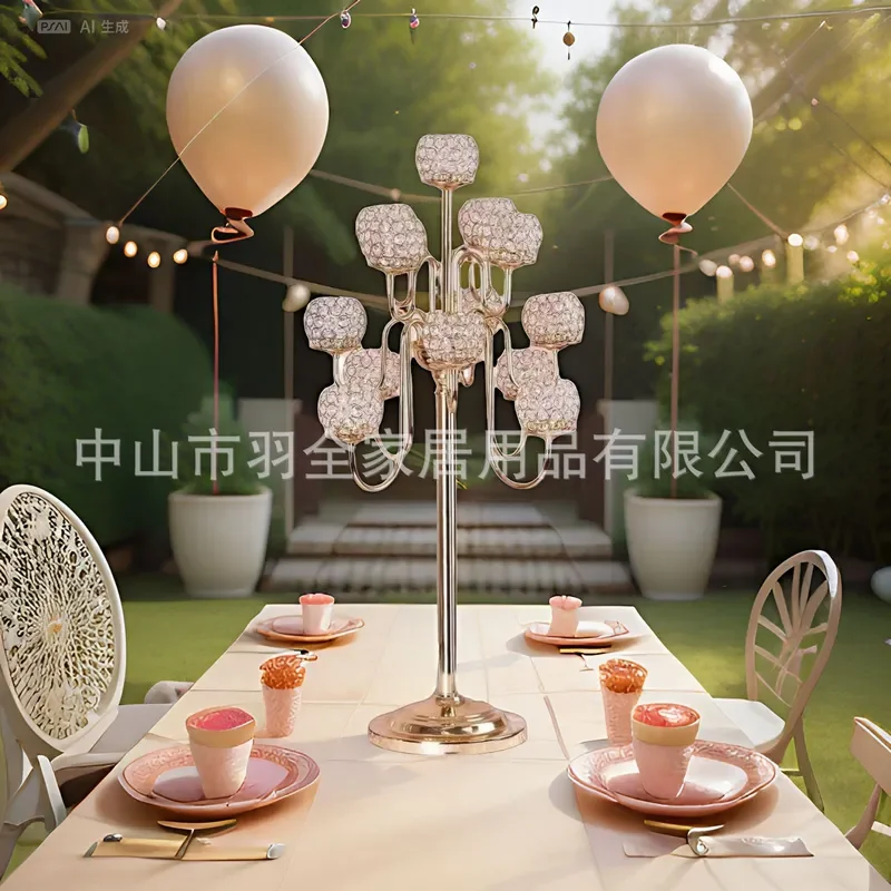 Luxury Crystal Candlestick Holder for Wedding Table Centerpiece European Style Floral Decoration Hotel Clubhouse Party Props