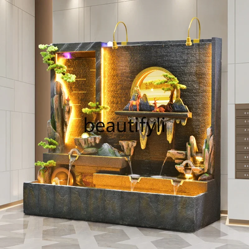 

A48 Water curtain wall, flowing water wall, rockery,flowing water screen,landscape circulating water, feng shui wheel floor orna