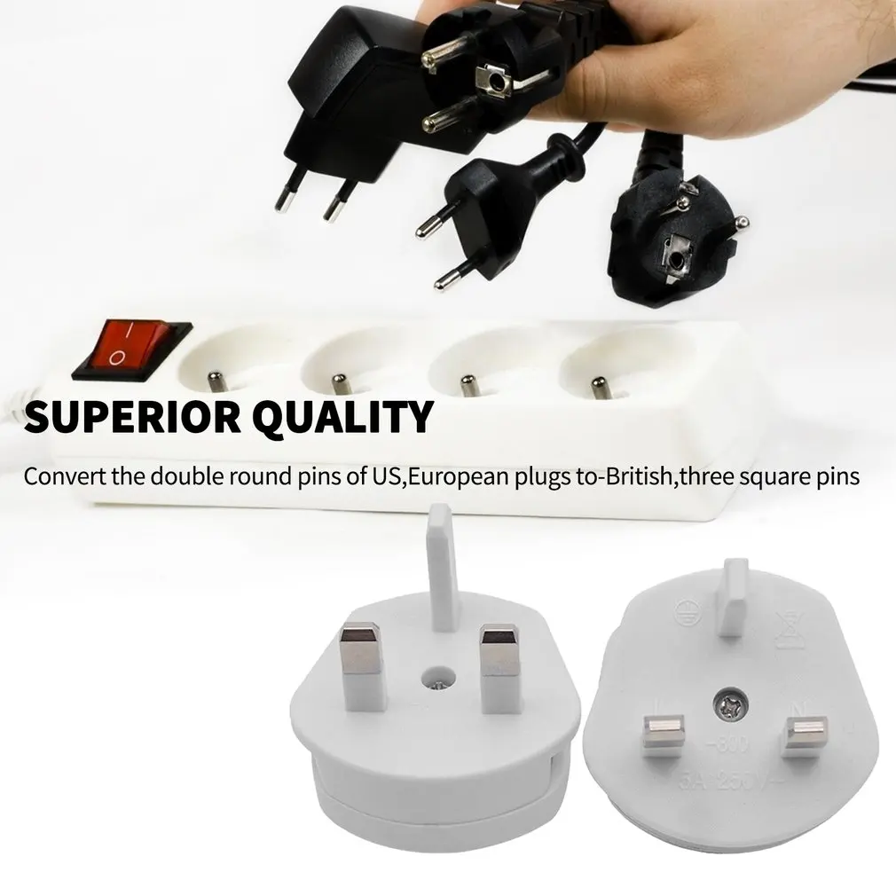 Adapter Plug US EU To UK 2 Pin To 3 Pin 1A Fuse For Shaver Conversion Plugs Practical Multifunctional Charging Adapters