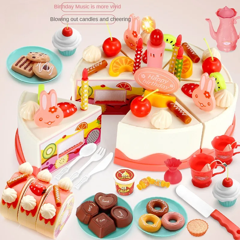 Afternoon Tea Cutting Music Cutting Lighting Singing Happy Birthday Cake Cutting Children's Family Parent-child Interaction Toys