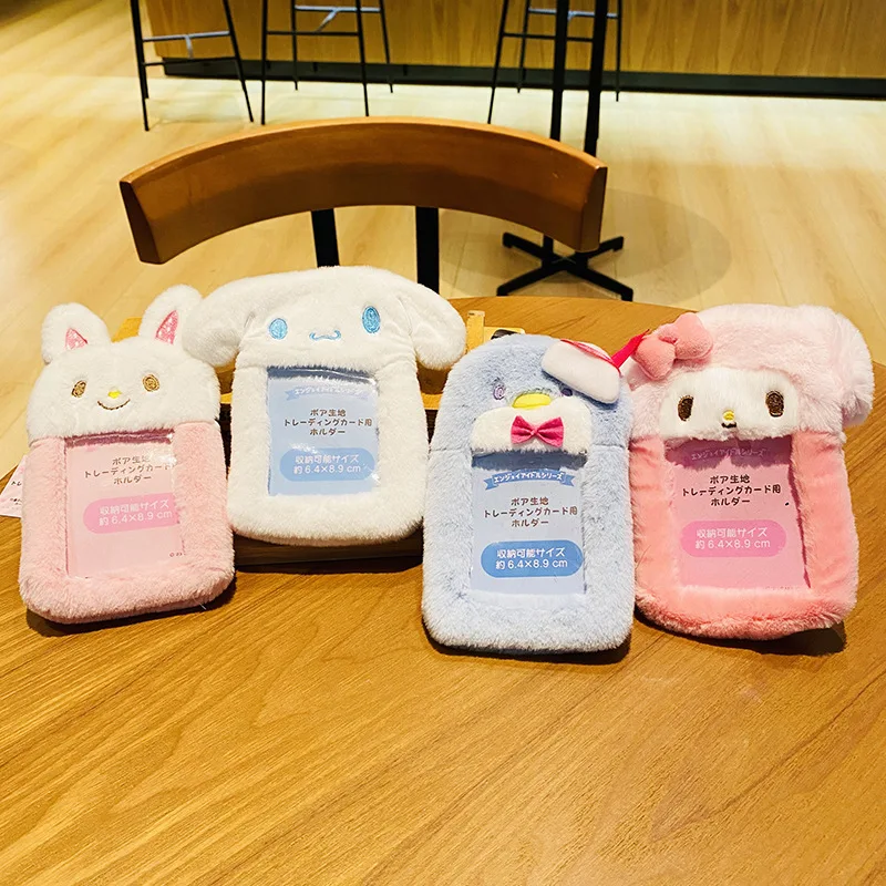 Sanrio Cartoon Kwaii Ferrules Cute Cinnamoroll Kuromi Hello Kitty Plush Card Holder Student ID Badge Card Case Protective Cover