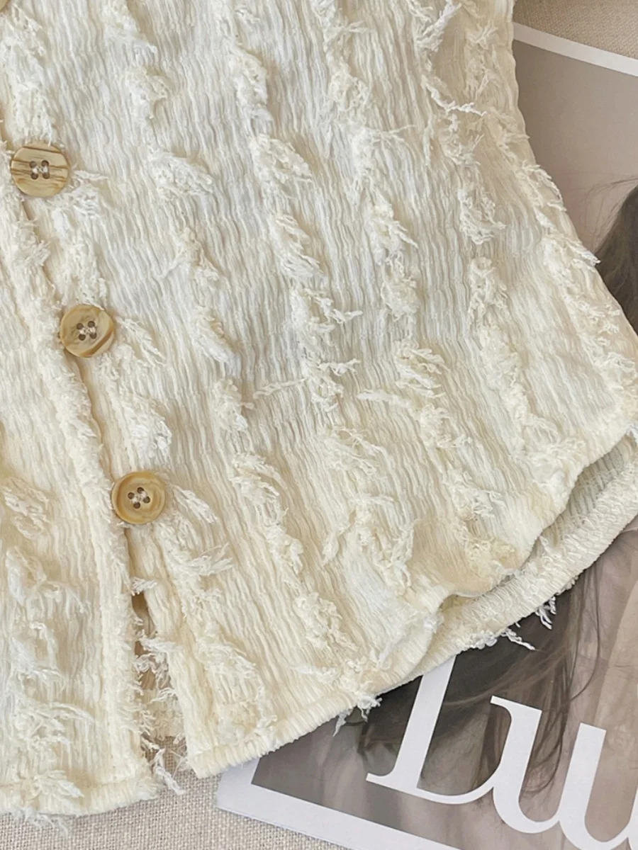 Ele Frangé rayé Ne suspendu Svel haut femmes été en plein air simple bouton sangle gilet français Sle ort longueur