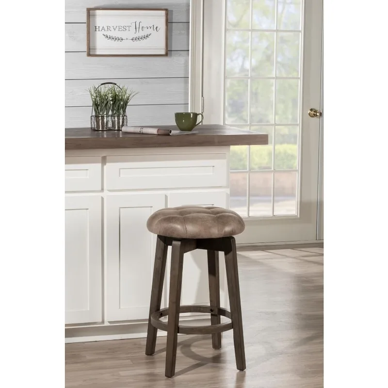 Odette Wood Backless Counter Altura Swivel Stool