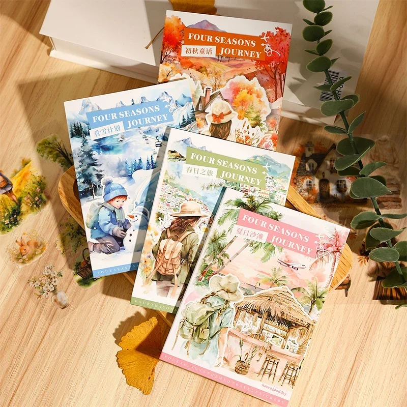 20Pcs PET Die Cut Stickers Book Four Seasons Scenery Decorative Handmade Scrapbooking Material Diary Album Craft Supplies