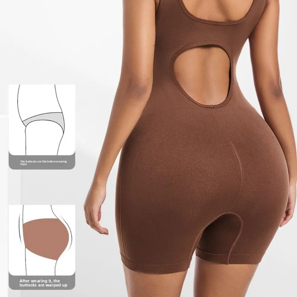 Oco para fora com decote em u fino ajuste shapewear barriga controle bunda levantamento biquíni bodysuits sem costura sem mangas mais magro corpo shapers ginásio