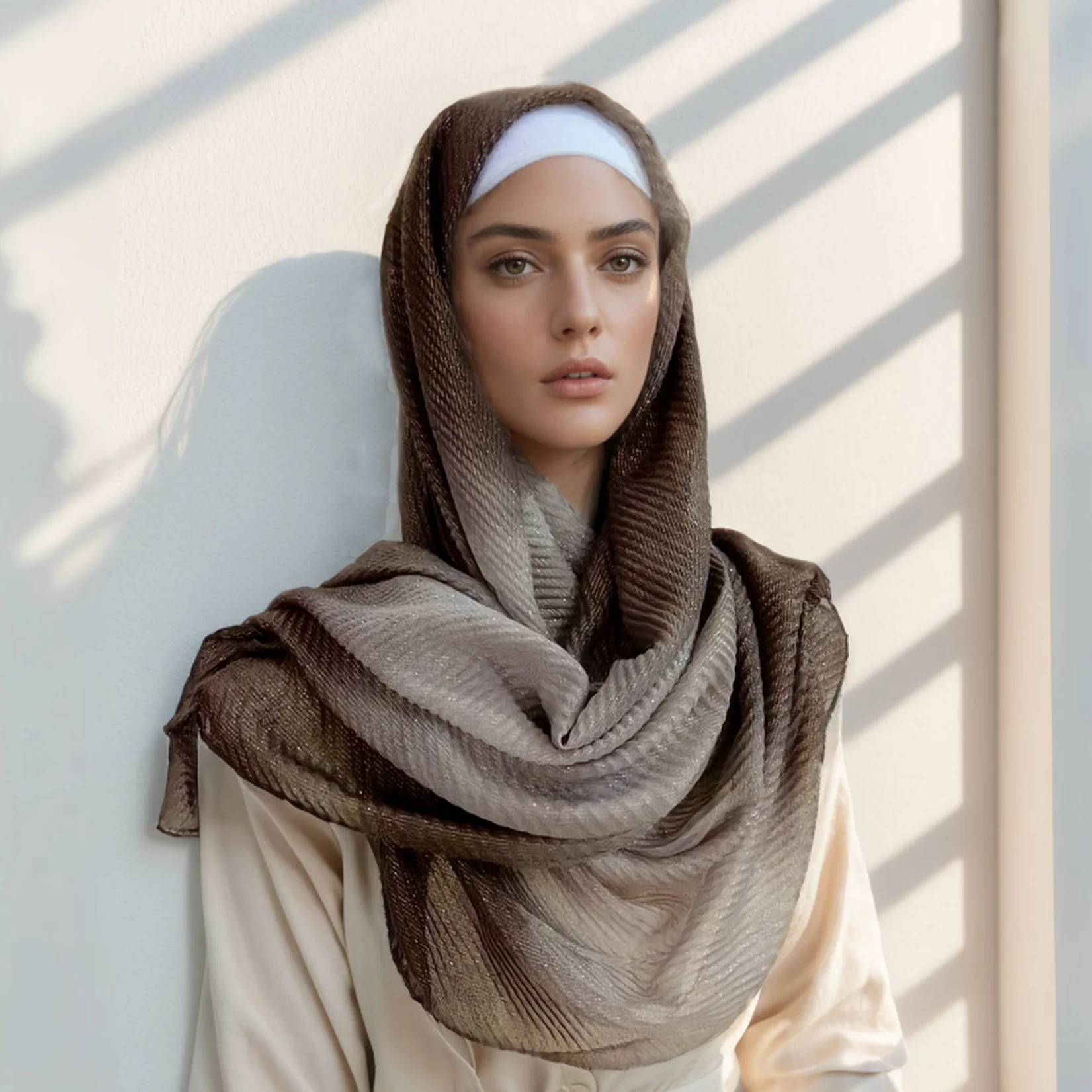 Sciarpa Hijab lucida da donna più economica sciarpe lunghe musulmane scialle turbante moda Ombre sciarpa luccicante antirughe