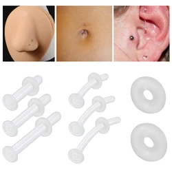 1PC Glass Nose Helix Studs Transparent Straight Curved Nose Ring Not Allergic Ladies Men Tragus Navel Piercing Body Jewelry
