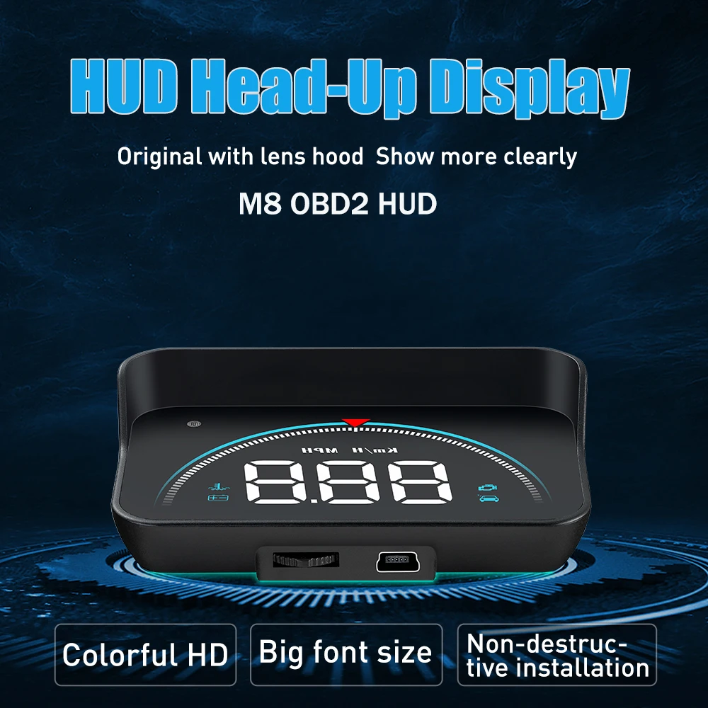 

M8 OBD Car HUD Head Up Display Windshield Projector Speedometer Water Temperature Overspeed Warning Car Electronic Accessories