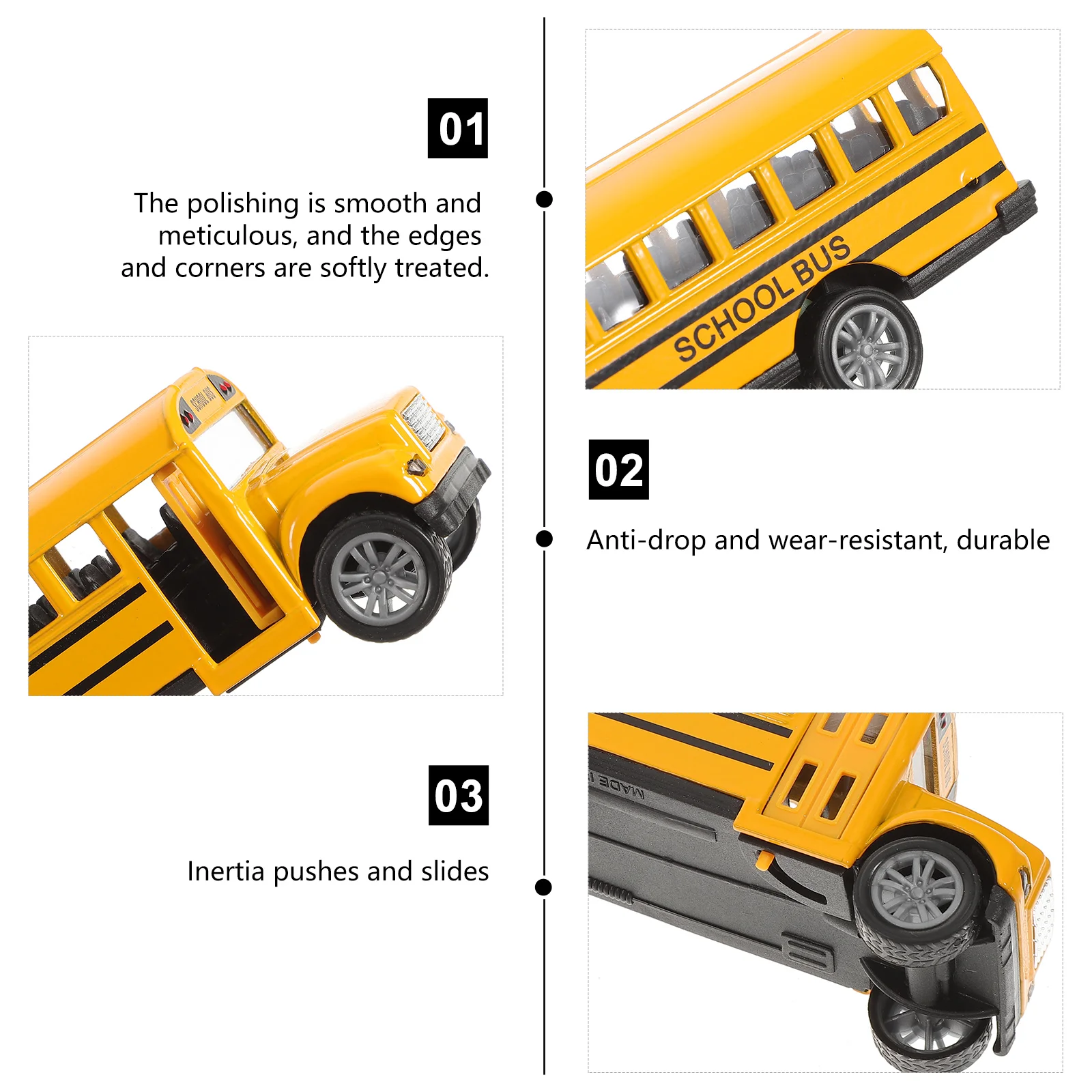 School Bus Toys Alloy Pull Back Car Truck Kids Wing Orange Toddler Airplane Model