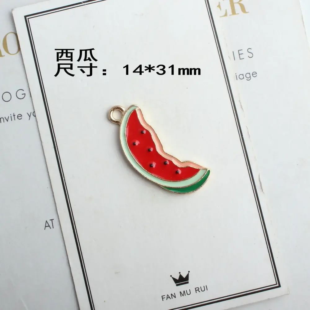 10pcs Watermelon Oil Drop Enamel Charms Ice Cream Pendant DIY Necklace Accessories  for Bracelet Jewelry Making