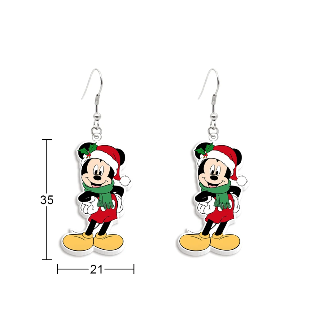 Disney-Brincos Mickey para Decoração de Natal, Estilo Único, Brincos Bonitos, Pingente Acrílico, Orelha, Jóias de Natal, Presentes Criativos