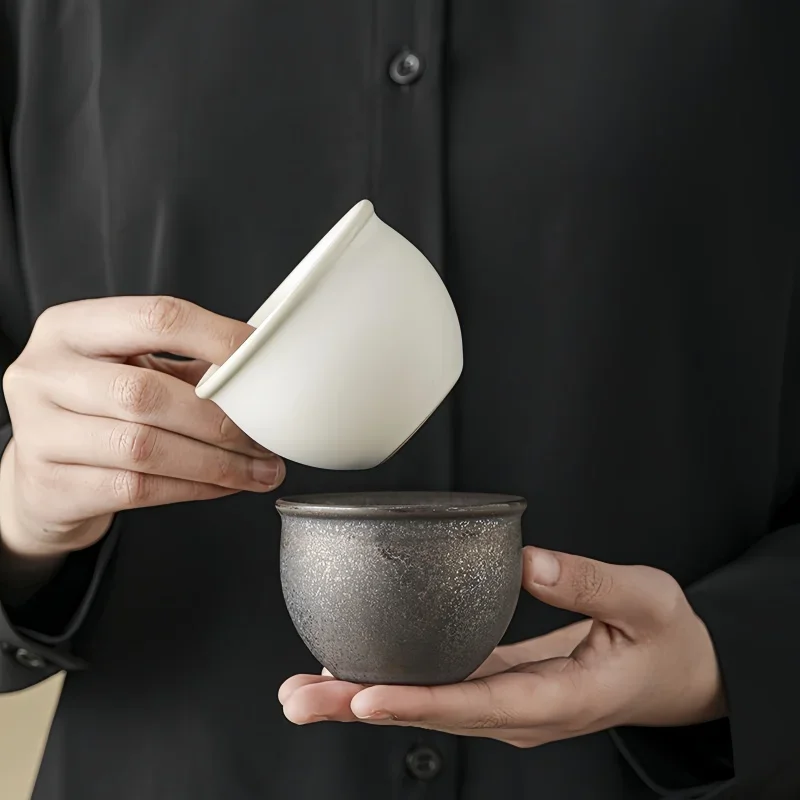 1 Stück achteckige Teetasse, handgefertigt, mit süßer weißer Glasur, Kung-Fu-Teetasse, kleine Tasse, Jingdezhen-Teetasse, japanische Teezeremonie