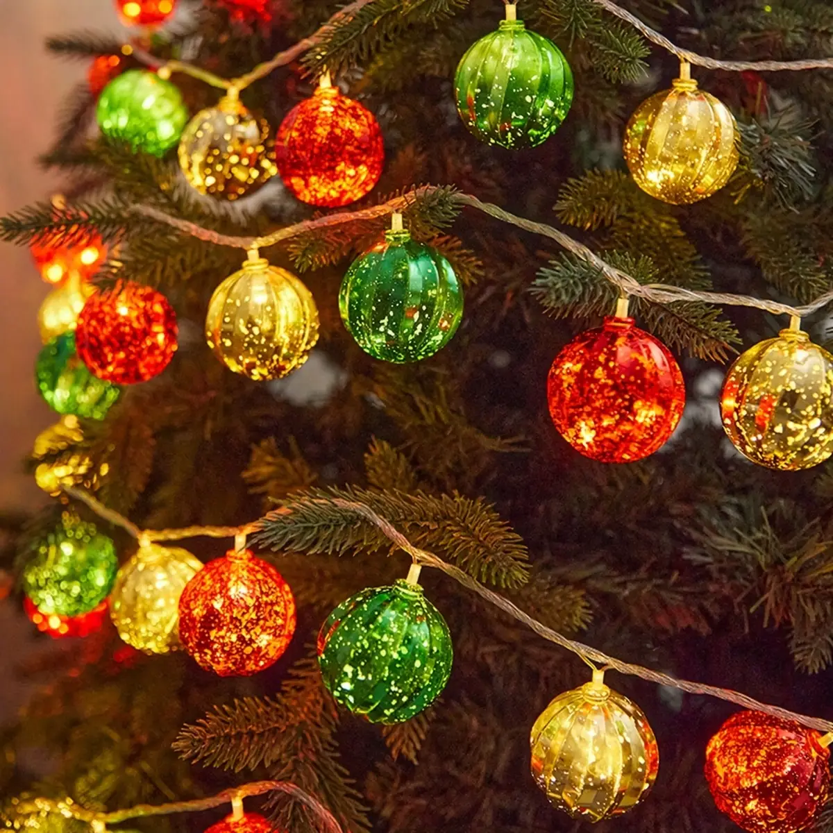 1pc 10LED Christmas Ball String Lights with Warm White- Festive LED Fairy Lights for Christmas Decoratio,Holiday Decor, Weddings