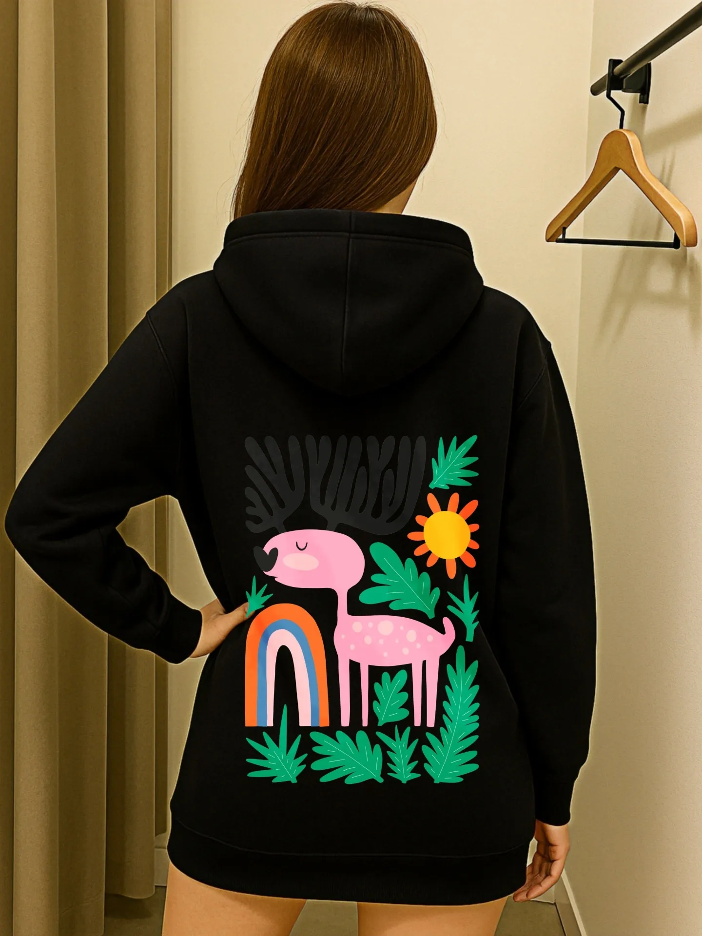 Grafischer Kapuzenpullover, Tails Airplane Cartoon-Druck, lässiger ästhetischer Stil, weicher Stoff, lässige Alltagskleidung, für Teenager