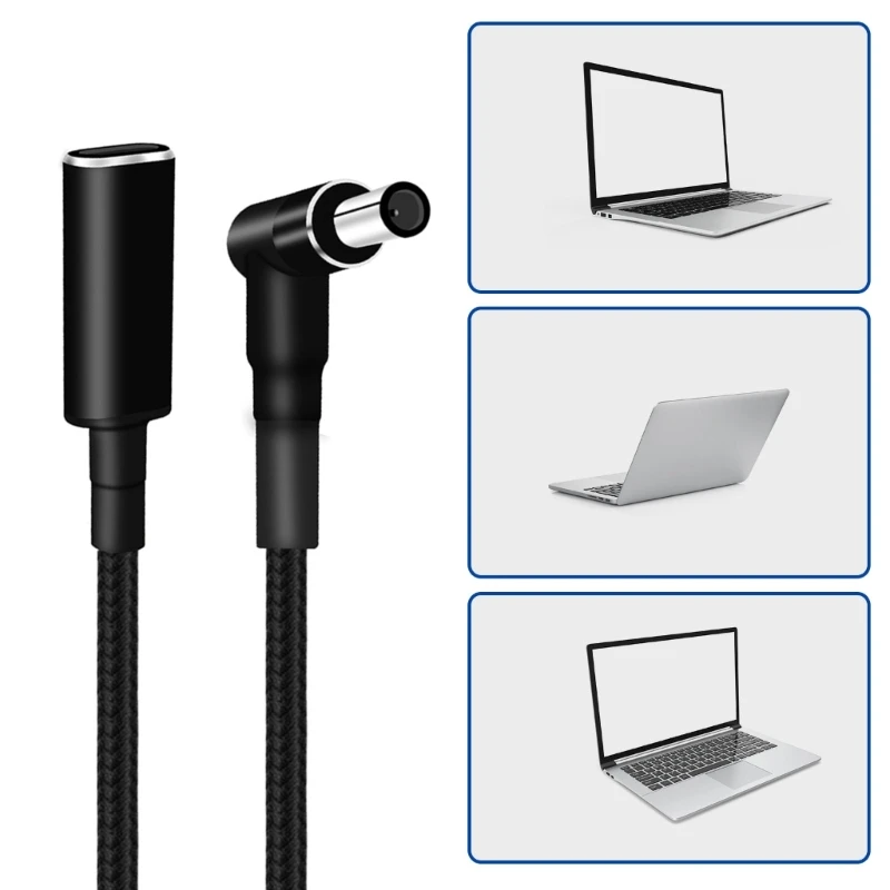 Adaptor Tipe C DC6.5x4.4mm, USB C Male 100W DC6.5x4.4mm Male dengan Chip Identifikasi Otomatis PD