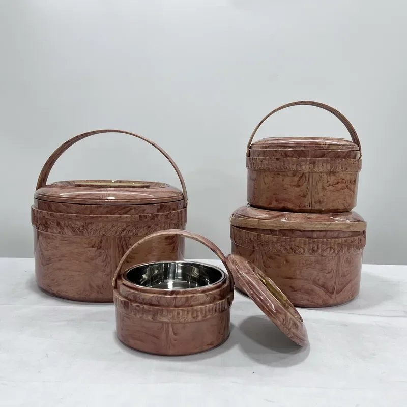 Portable 3-piece stainless steel food warmer set 2.5L 5L 8L long thermal insulation pot, suitable for picnic banquets and