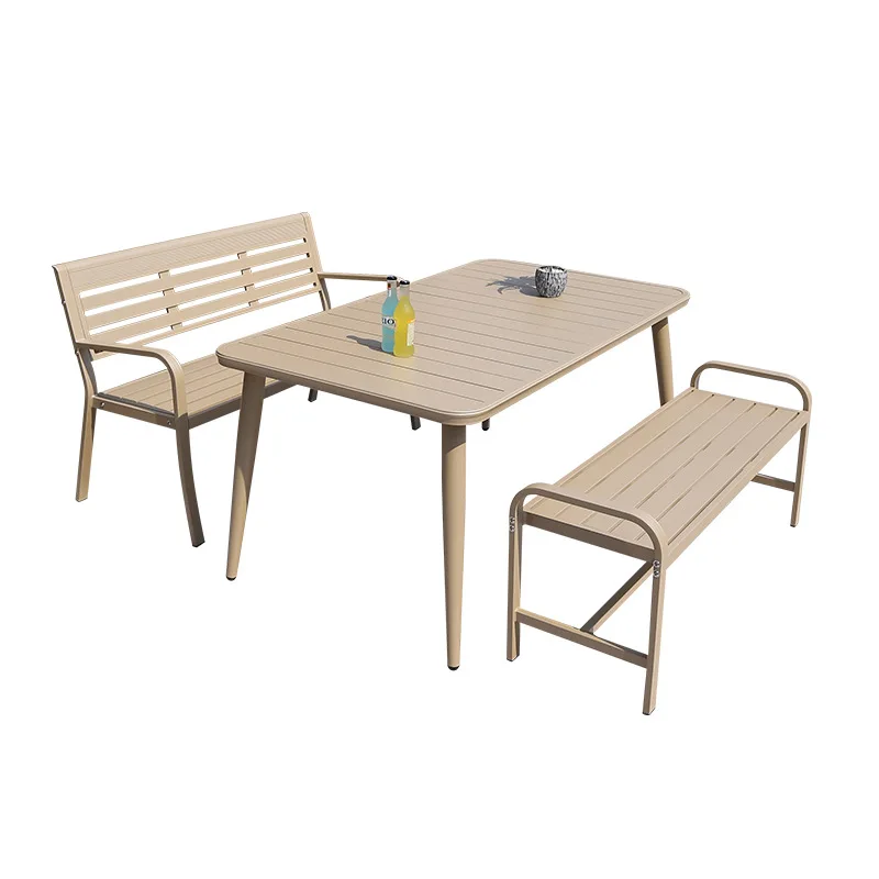 #Shopping Mall Bar Club Commercial Street Resort Hotel Patio Restaurant Aluminum Alloy Dining Tables And Chairs Set For Outdoor
