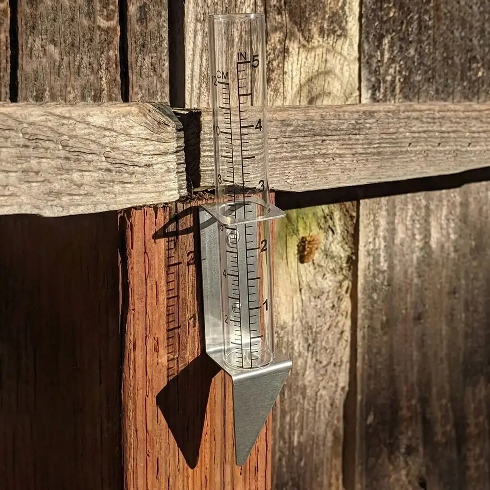 Durable Stainless Steel Glass Rain Gauge 2 in1 Mounting Rack Clear Scale Rainwater Measuring Tool Detachable Design Easy To Read