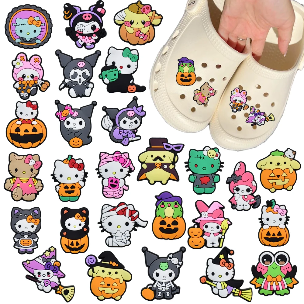 20-100pcs Mesuca Cartoon Halloween Series PVC Shoe Charms Accessories DIY Detachable Waterproof PVC Shoe Decorations Party Gifts