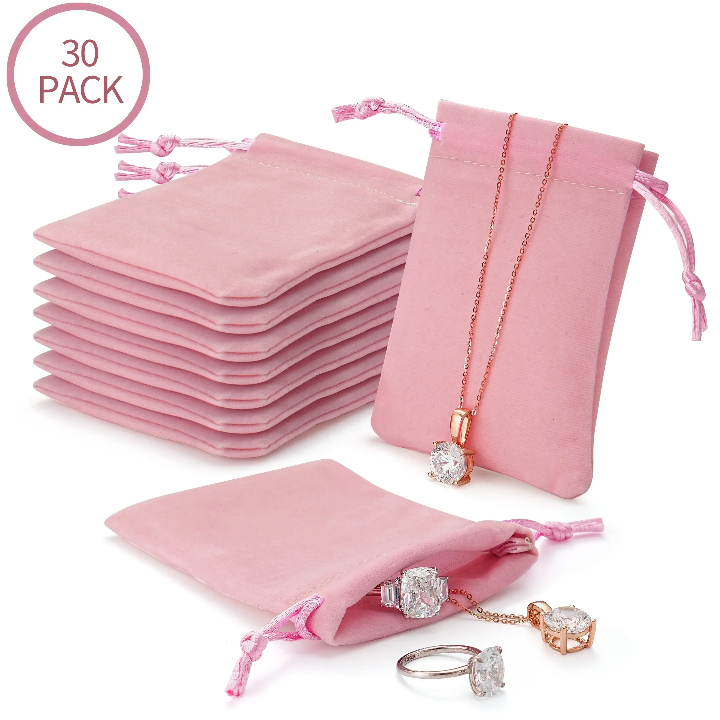 

30pcs Pink Velvet Drawstring Pouches Small Soft Gift Bags for Jewelry, Wedding Favor, Party Supplies, Valentine's & Anniversary