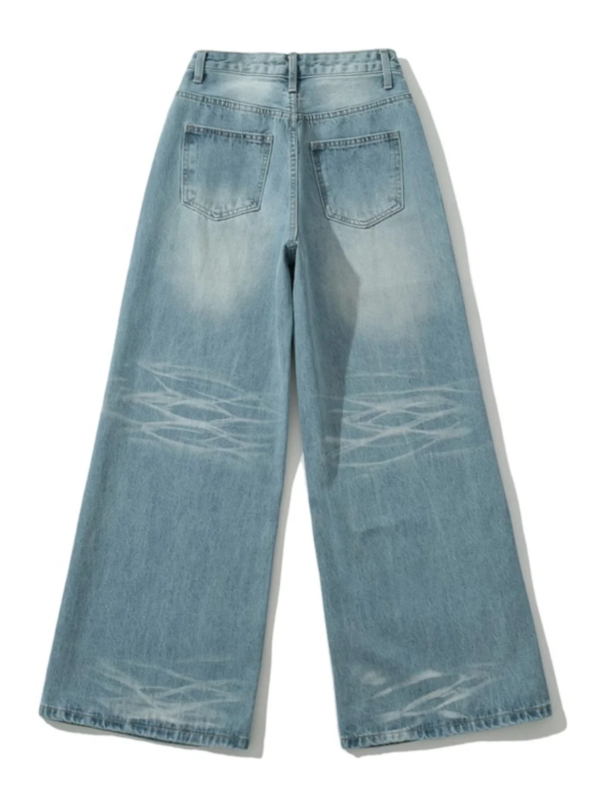 Waed アメリカンレトロデニムジーンズ ハイウエスト ワイドレッグ カジュアル フロアレングスパンツ 女性用 秋シーズン シスタースレ