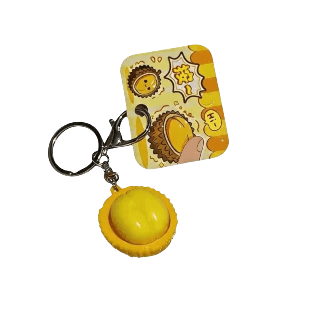 Pineapple Design Fruits Durian Button Keychain Button Shape Click Sound Mini Pressable Strawberry Keychain Squeeze Function