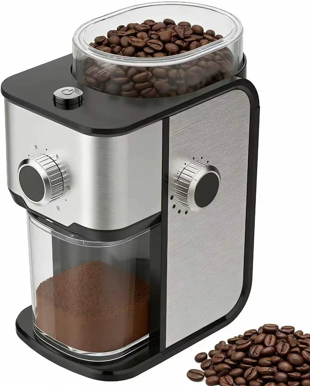 

Electric Flat Burr Coffee Grinder, Adjustable 14 Settings, 2-12 Cups for Home & Office
