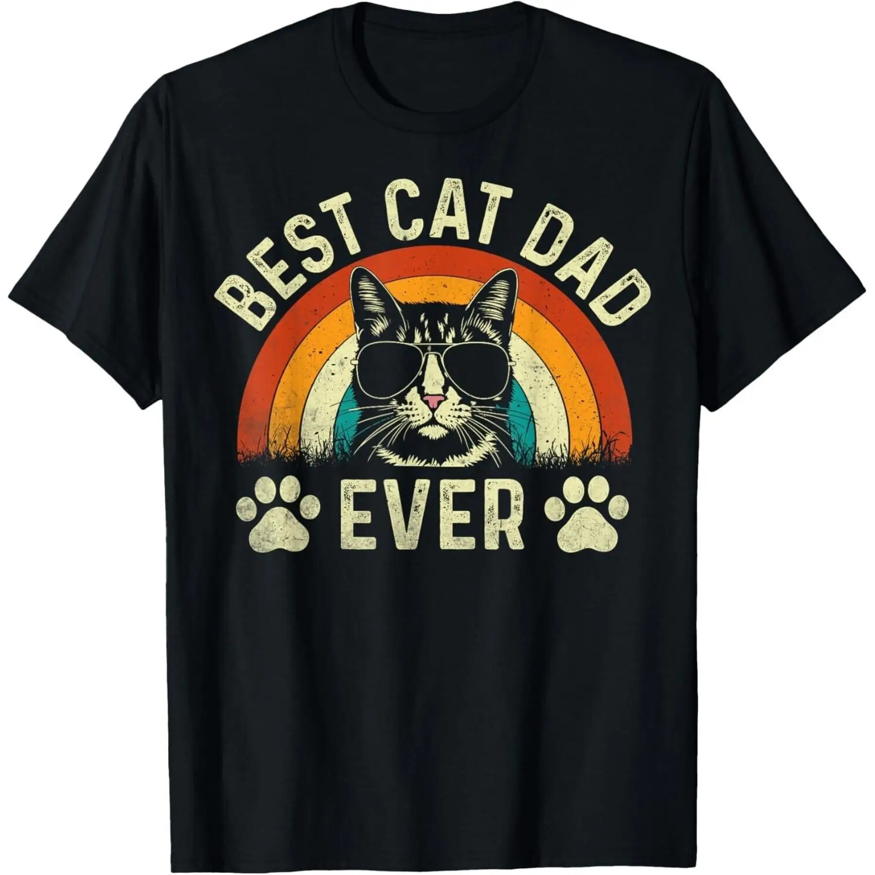 Mens Cat Dad Best Cat Dad Ever Funny Cat Daddy Vintage T Shirt unisex T Shirt