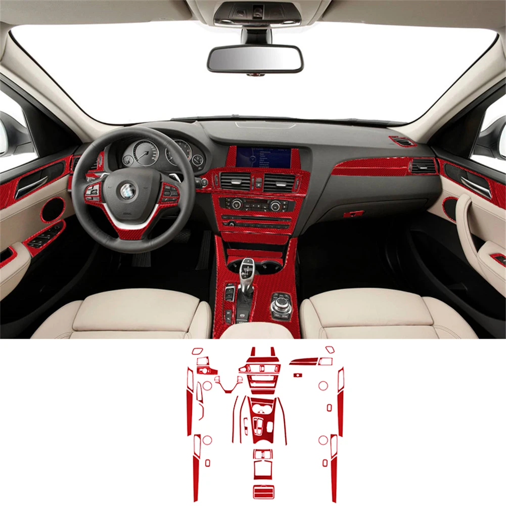 

Car Interior Decoration Carbon Fiber Red Sticker For BMW X3 F25 X4 F26 2011-2017 Styling Accessories