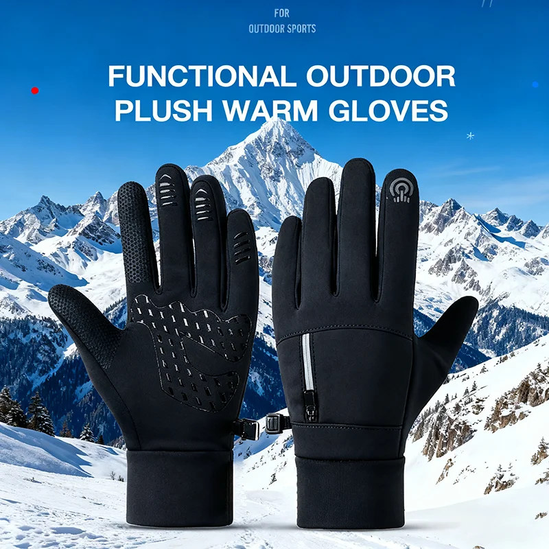 Guanti impermeabili da pesca all'aperto Guanti da uomo in silicone antiscivolo Touch Screen Guanti a dita intere Guanti caldi da equitazione per motociclisti
