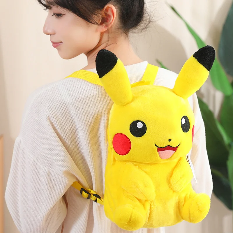 Pokemon Pikachu Pluszowa poduszka z kapturem w kształcie litery U Wypchana poduszka Anime Kreskówka Pikachu Plecak Kawaii Pikachu Pluszowa torba Dziecko Prezenty świąteczne