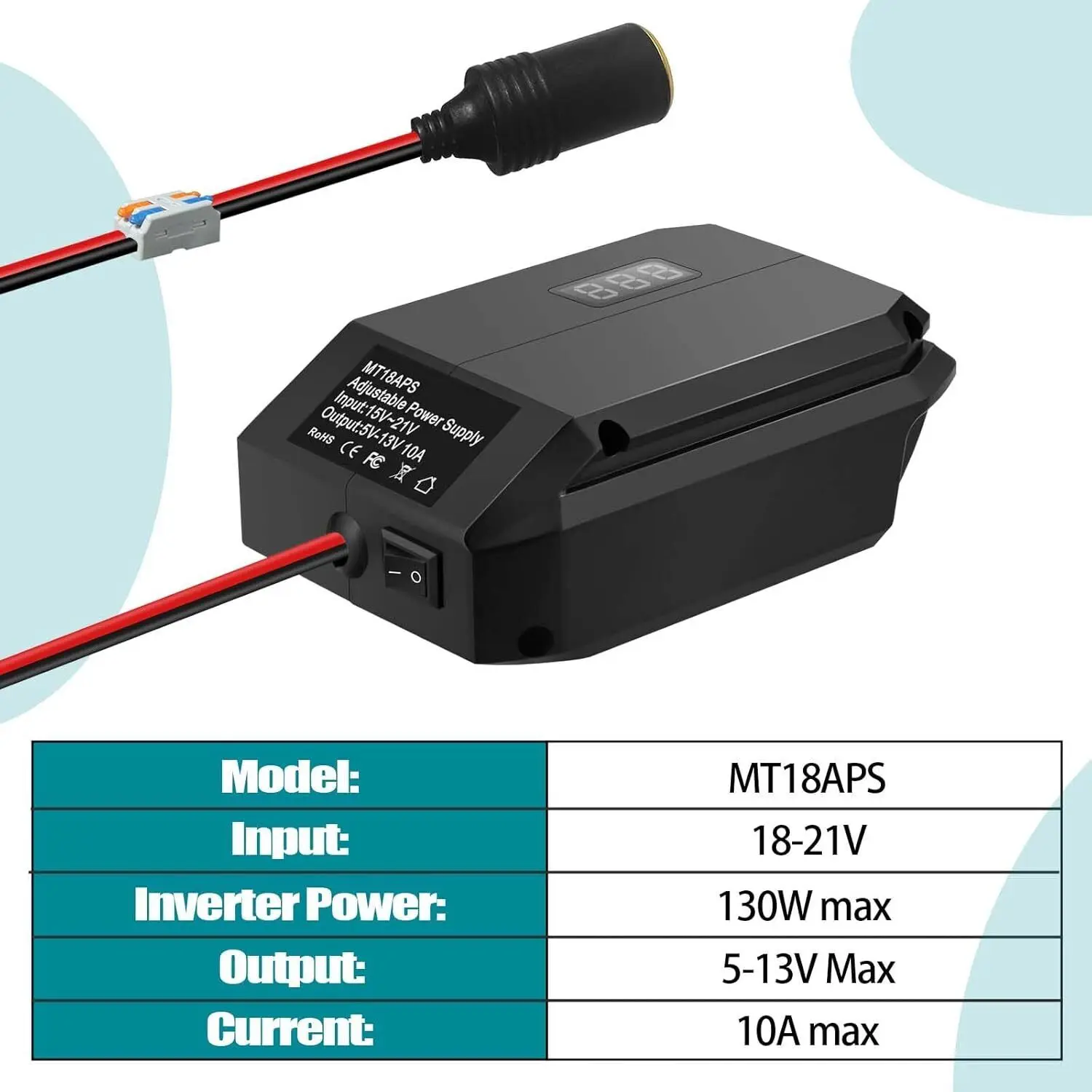 Imagem -05 - Step Down Converter For Makita Adaptador de Bateria Isqueiro Adaptador Roda Power Geladeira Carro 18v a 12v