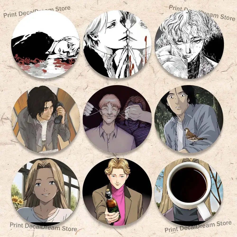

Anime M-Monster Manga Wood Coaster Set - Heat Resistant For Tea & Coffee, Home Cafe Decor Holiday Gift