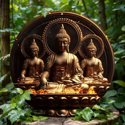 Round Aluminum Buddha Statue Themed Sign, Metal Decor Sign, for Home, Cafe, Apartment, Restaurant, Living Room, Wall Decoration