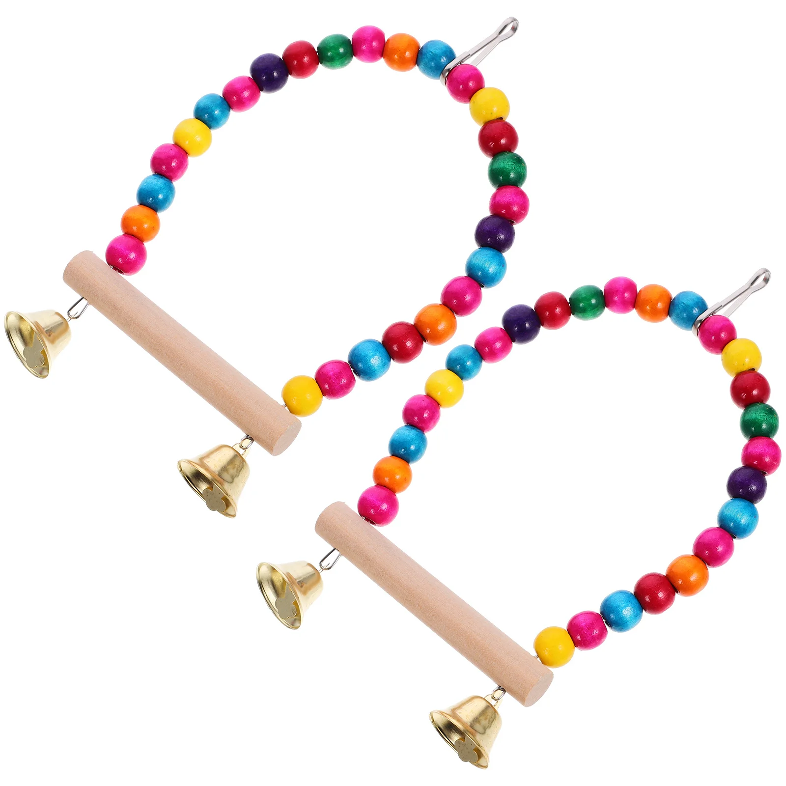 

2Pcs Parrot Cage Wood Swing Bird Perch Stand Chewing Training Plaything Bird Cage Decor Parakeets Perch Toy Funny Parrot Toy