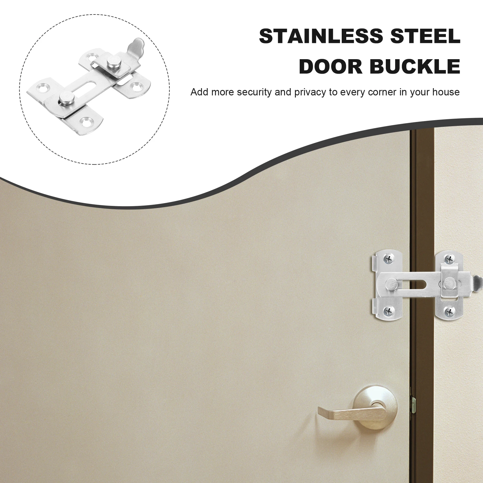 

1 pc Stainless Steel Door Latch Anti-Theft Safety Lock Household Security Rust-Resistant Durable Smooth Easy Install Latch Lock