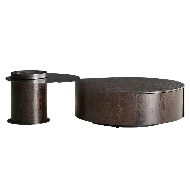 

Combined Tea Table Home Living Room Sofa Glass Side Table Retro Balcony round Small Tea Table