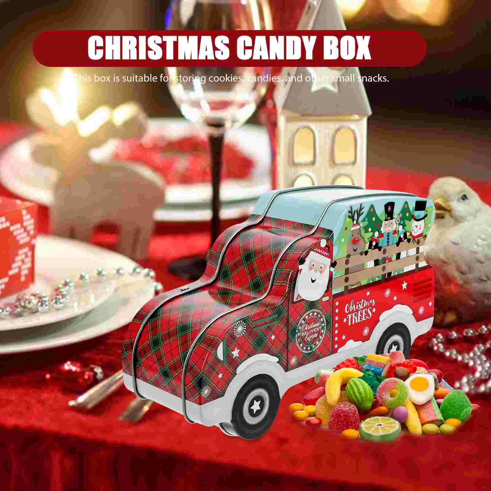 Cake Car Candy Boxes Cookie Jar Xmas Biscuit Tin Iron Christmas Storage Sugar Case