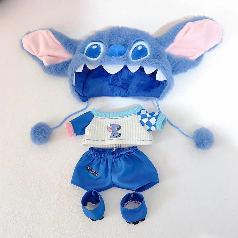 การ์ตูนน่ารัก Disney Stitch เด็กใหม่บุคลิกภาพที่เรียบง่ายสร้างสรรค์แฟชั่นอเนกประสงค์ตุ๊กตาผ้าฝ้ายหวานแต่งตัวชุดเสื้อกันหนาวหมวก