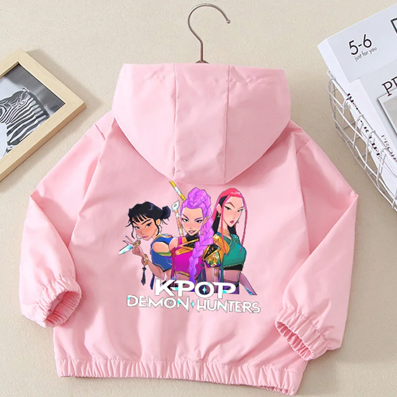 

KPop Demon Hunteres Cute Coats Boys Girls Fashion Thin Jackets Cartoon Anime Graphic Print Jacket Spring and Autumn Coat Gifts
