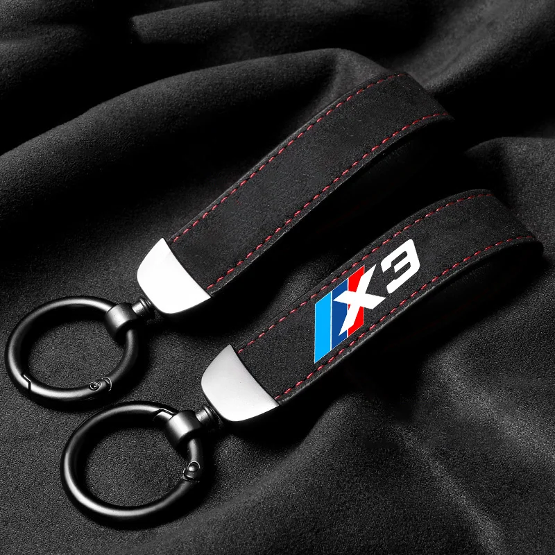 For BMW X1 X2 X3 X4 X5 X6 X7 GT E53 E70 E71 F25 E84 M New Luxury Women Men Suede Leather Car Keychain Key Chain Ring Accessories