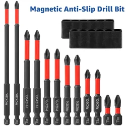 10/12Pcs Magnetic Screwdriver Bit Set S2 Steel 1/4inch Shank Electric Screwdriver Bits Cross Head Impact Screw Driver Bit