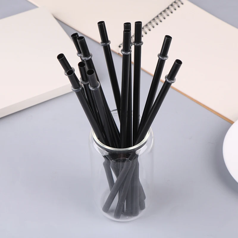 12Pcs 23/27CM Long Hard Plastic Straws With 1 Straw Brush Reusable Black Straws Tumbler Replacement Straws Cup Accessories