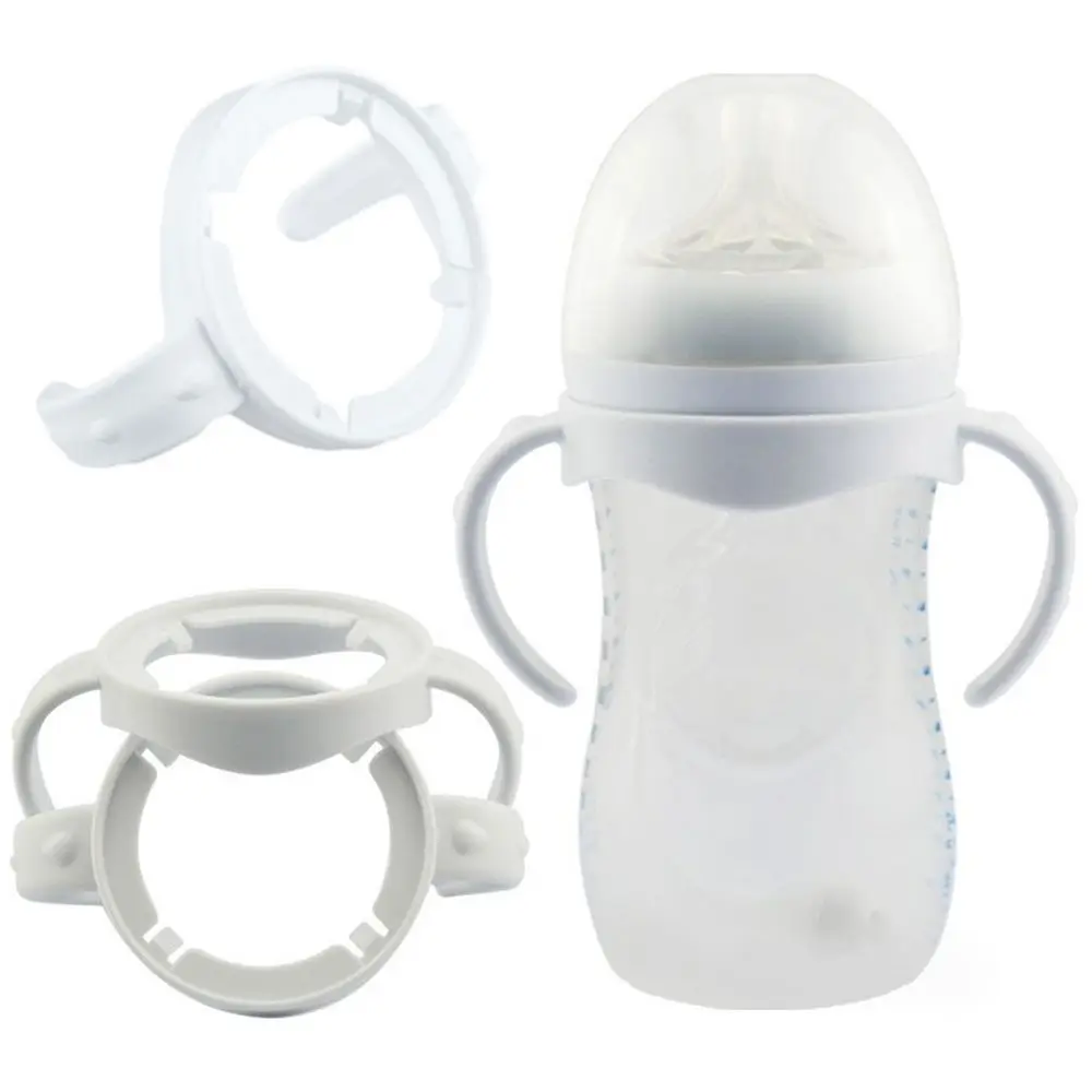 2Pcs BPA Free Infant Wide Mouth Silicone Cup Grip Bottle Handle Feeding Accessories Avent Natural