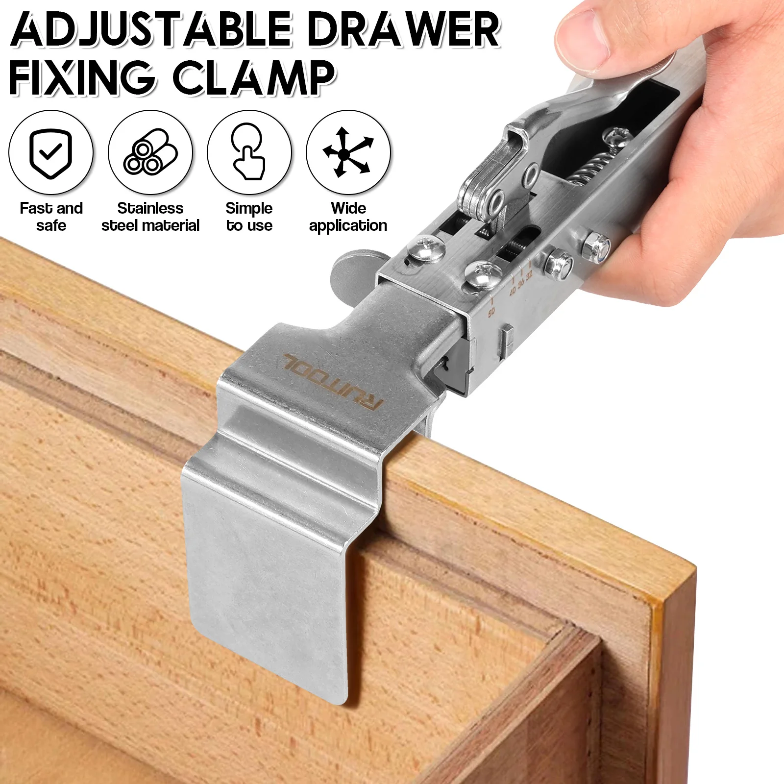 2PCS Adjustable Drawer Fixing Clamp Drawer Front Installation Clamps One Touch Fixed Cabinet for Installing Cabinets and Drawers